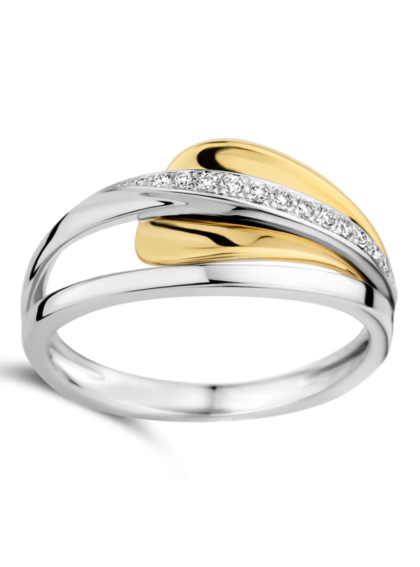 Bague Brillaxis motif ajouré or bicolore diamants