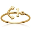 Bague brillaxis motif ancre plaqué or