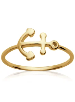 Bague brillaxis motif ancre plaqué or