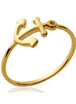 Bague brillaxis motif ancre plaqué or