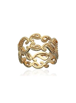 Bague Brillaxis motif cachemire plaqué or