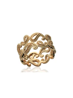 Bague Brillaxis motif cachemire plaqué or