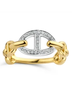 Bague Brillaxis motif maille marine or diamants