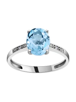 Bague Brillaxis or 9 carats topaze ovale oxydes