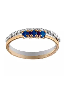 Bague Brillaxis or 9 carats double rang saphir