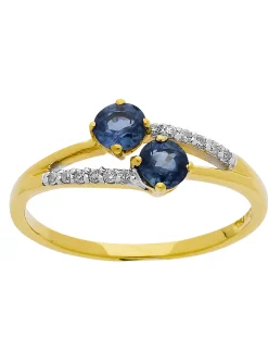 Bague Brillaxis or 18 carats saphirs diamants