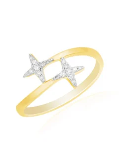 Bague Brillaxis or bicolore double étoiles diamants