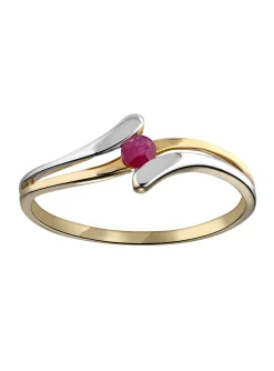 Bague Brillaxis or bicolore 18 carats rubis