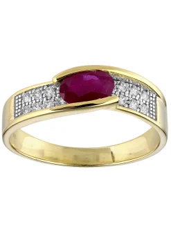 Bague Brillaxis or bicolore rubis diamants