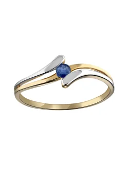 Bague Brillaxis or bicolore 18 carats saphir rond