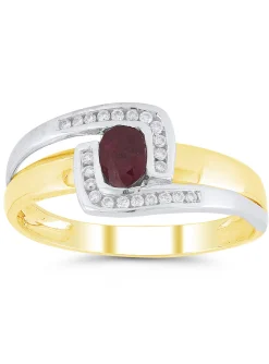 Bague Brillaxis or bicolore rubis diamant