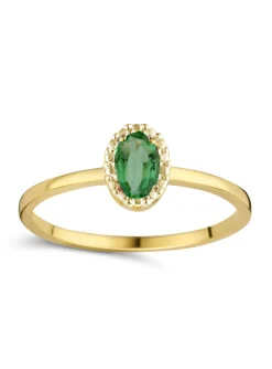 Bague Brillaxis or bicolore émeraude entourée
