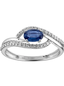 Bague Brillaxis or blanc 9 carats saphir oxydes