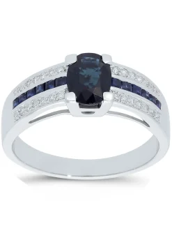 Bague Brillaxis or blanc 18 carats saphir diamant