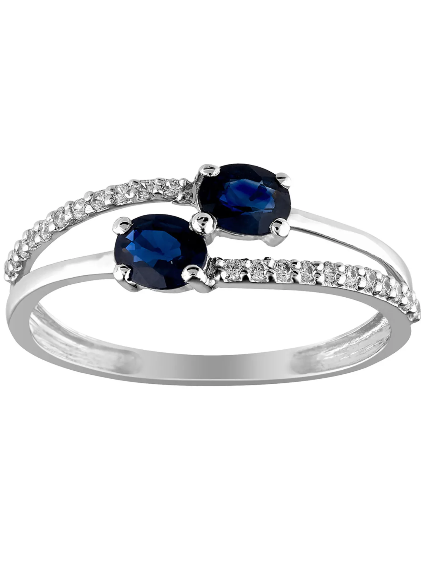 Bague Brillaxis or blanc saphirs diamants