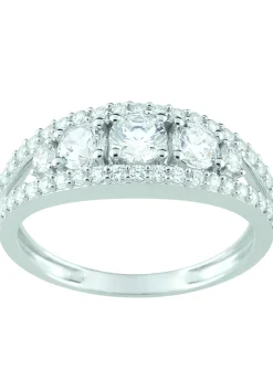 Bague Brillaxis or blanc 9 carats pierres blanches