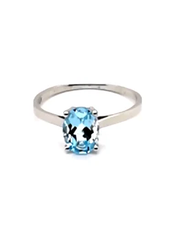 Bague Brillaxis or blanc 18 carats topaze ovale