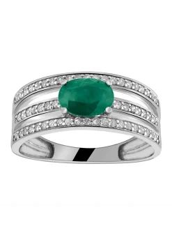 Bague Brillaxis or blanc émeraude diamants