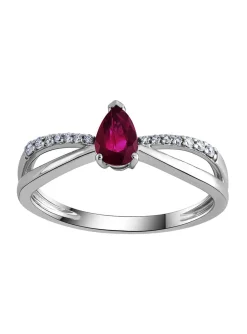 Bague Brillaxis or blanc 18 carats rubis diamants