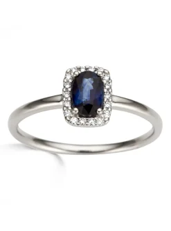 Bague Brillaxis or blanc 18 carats saphir diamants