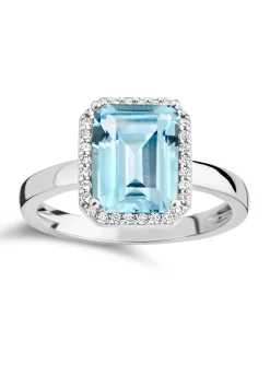 Bague Brillaxis or blanc 18 carats topaze diamants