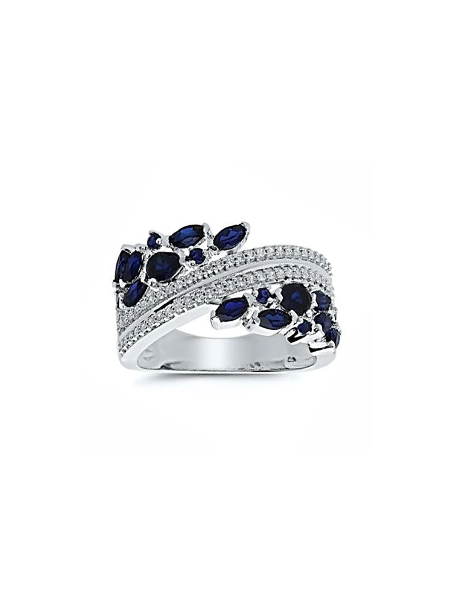 Bague Brillaxis or blanc 18 carats saphirs diamants