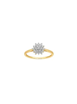 Bague Brillaxis or jaune 18 carats fleur diamants