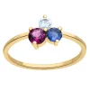 Bague Brillaxis or jaune iolite, rhodolite, topaze