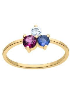 Bague Brillaxis or jaune iolite, rhodolite, topaze