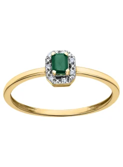 Bague Brillaxis or jaune 18 carats émeraude diamants