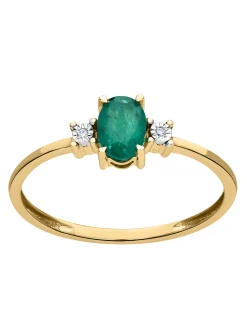 Bague Brillaxis or jaune émeraude diamants