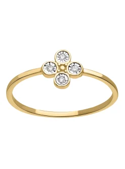 Bague Brillaxis or jaune 9 carats trèfle diamants