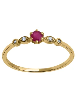 Bague Brillaxis or jaune rubis diamants