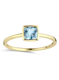 Bague Brillaxis or jaune topaze carrée Sky blue