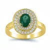 Bague Brillaxis or jaune 18 carat émeraude diamants
