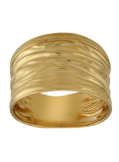 Bague Brillaxis or jaune 9 carats aspect froissé