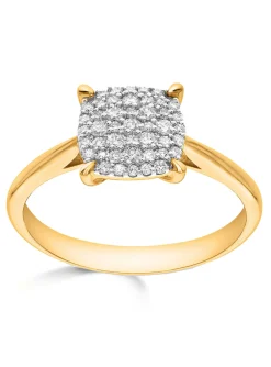 Bague Brillaxis or motif carré pavé diamants