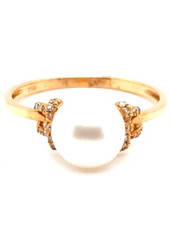 Bague Brillaxis or rose 18 carats perle de culture_x005f_x000D_eau douce