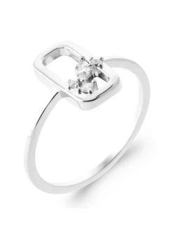 Bague Brillaxis Rectangulaire_x005f_x000D_Argent rhodié design Floral et Oxydes de zirconium