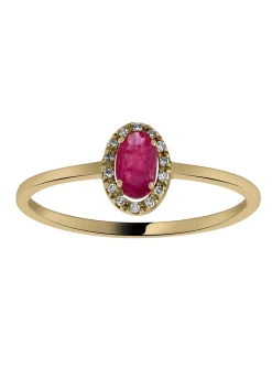 Bague Brillaxis rubis ovale diamants or jaune
