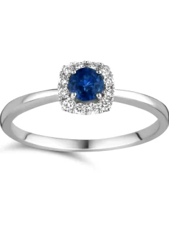 Bague Brillaxis saphir orné diamants or 18 carats