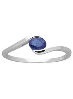 Bague Brillaxis saphir ovale or blanc 18 carats