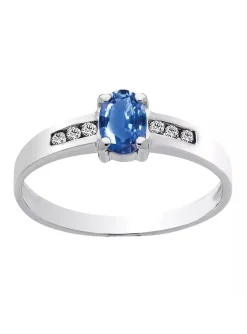 Bague Brillaxis saphir ovale diamants or blanc