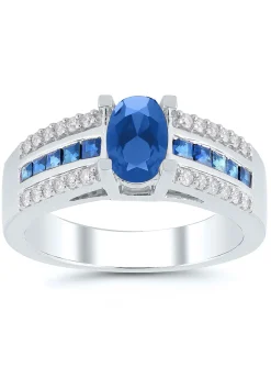 Bague Brillaxis saphir princesse diamant or blanc