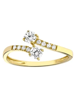 Bague Brillaxis Toi et Moi or jaune 9 carats oxydes