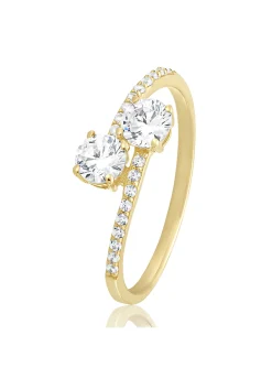Bague Brillaxis toi et moi or jaune 9 carats oxydes