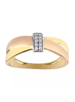 Bague Brillaxis tricolore croisée or 9 carats