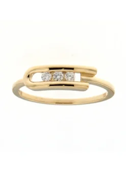 Bague Brillaxis trilogie diamant or jaune 18 carats
