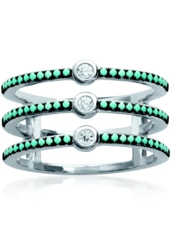 Bague Brillaxis triple anneaux bleues