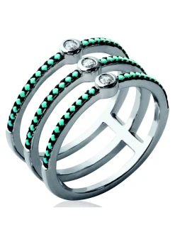 Bague Brillaxis triple anneaux bleues